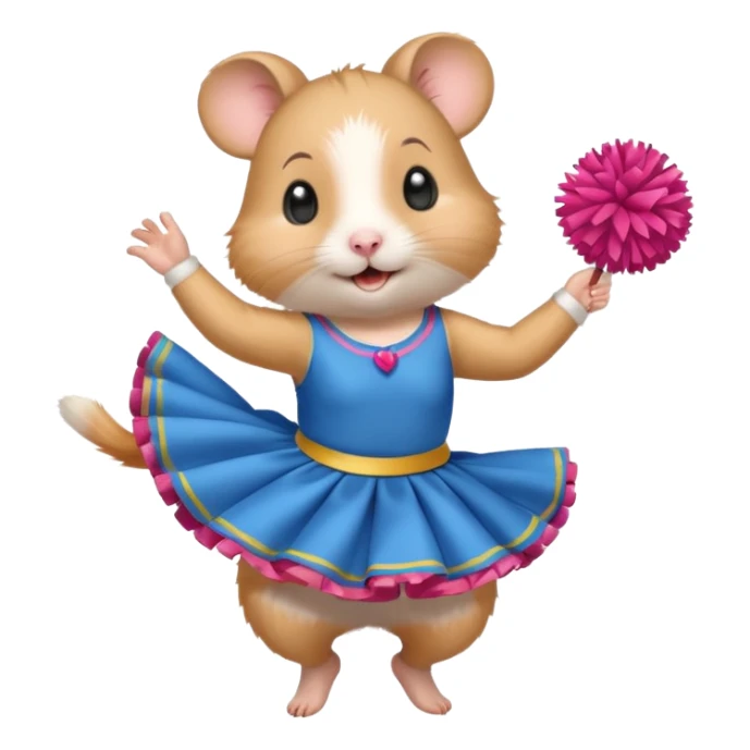 hamster girl dancing with skirt holging ponpon sticker