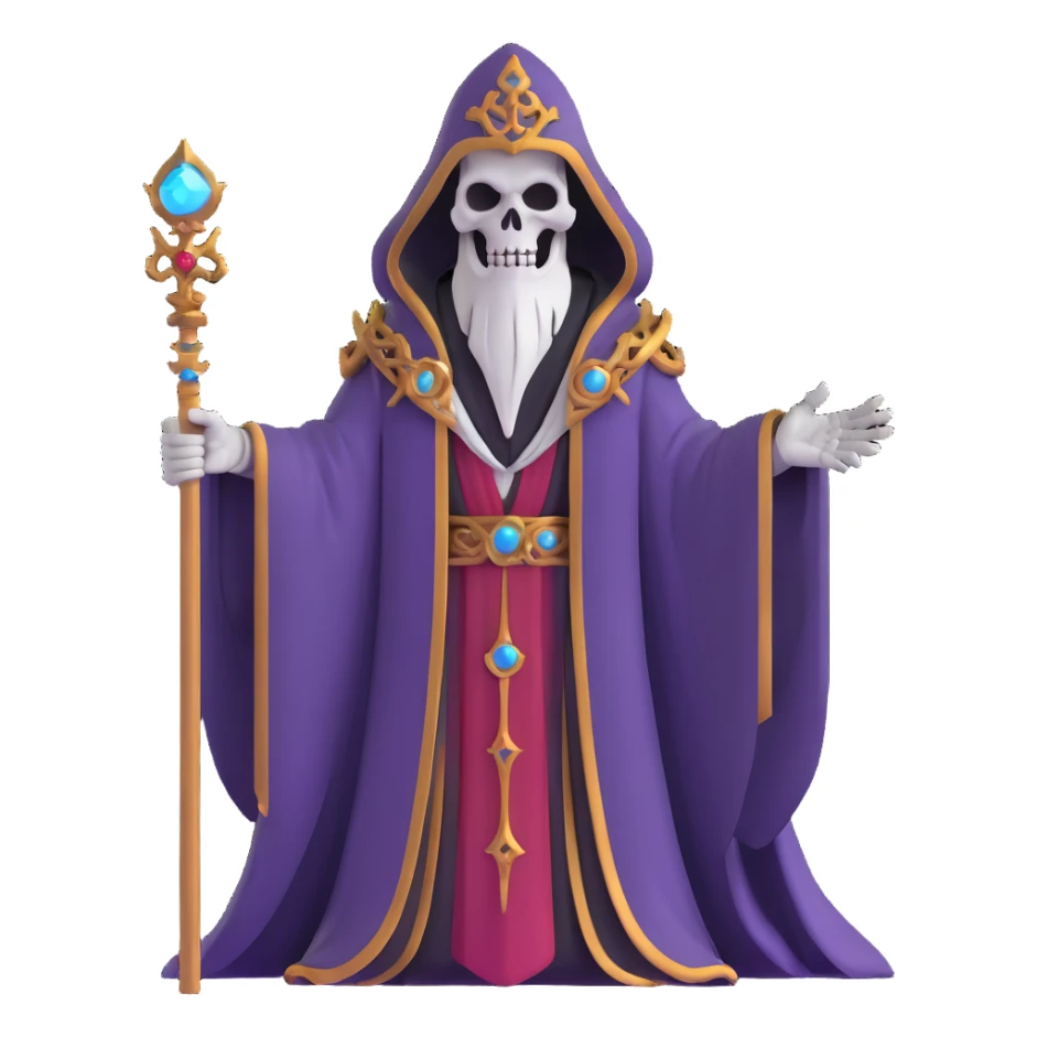 Ainz Ooal Gown undead lich with magical staff and ornate robe sticker