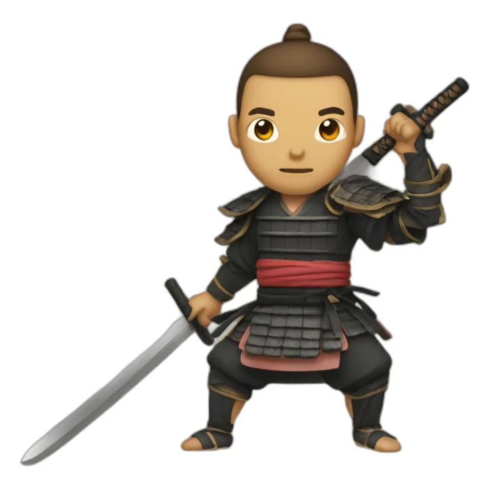 Samurai holding a wooden sword sticker