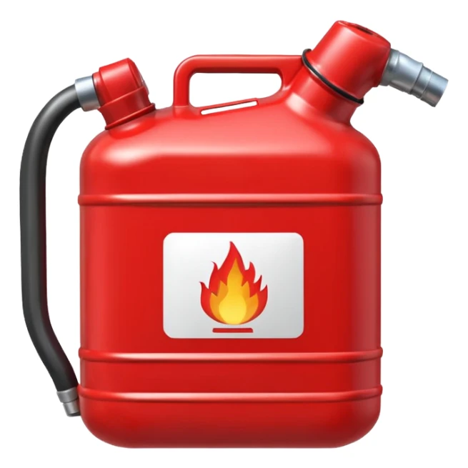 simple red gasoline canister plain pouring drops of diesel no fire sticker