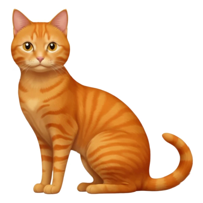 full body solid orange domestic shorthair slim cat with yellow/orange eyes sitting sticker
