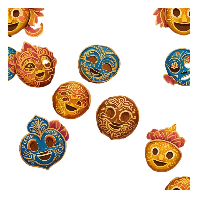 Cinematic Realistic Indonesian Batik Emoji, depicted as a richly patterned textile with intricate colorful designs, rendered with vivid textures and dynamic cultural lighting that captures its artistic heritage. sticker