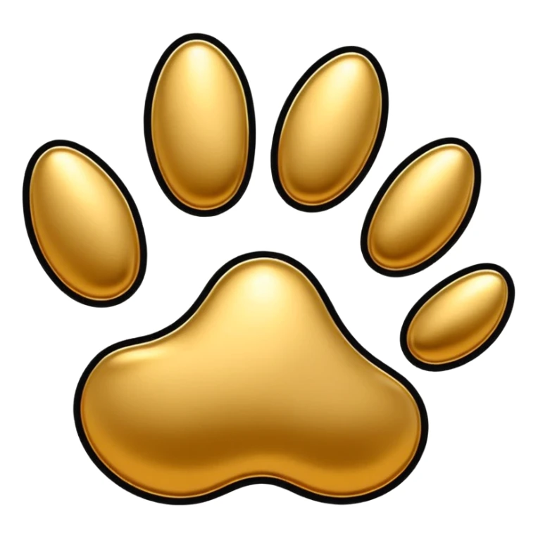 stylized golden animal paw print with shiny details and black outlines sticker