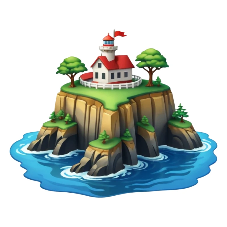 Cape Flattery stylized headland with water meeting, Apple emoji style, no text sticker