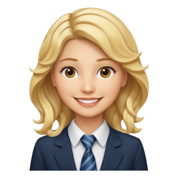 white collar woman with tie, wavy blonde hair sticker