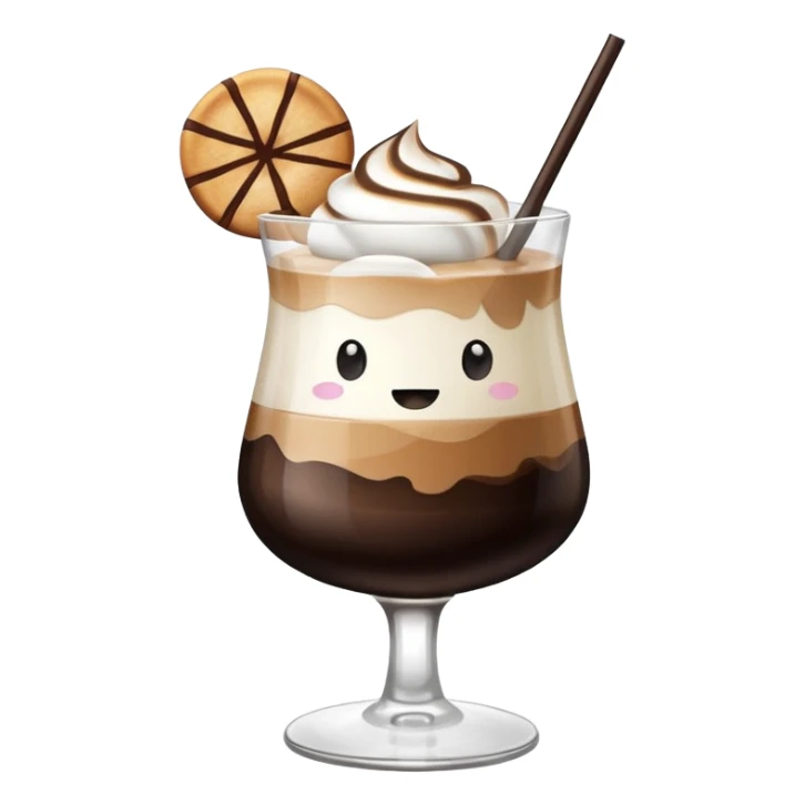 cocktail glass with dark espresso and a marshmallow floating on top sticker