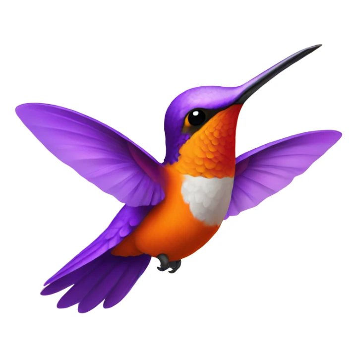 Orange Hummingbird with purple hummingbird sticker