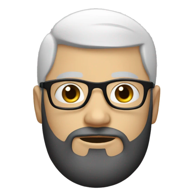 White boy with black hair and black beard and round white glasses , thin  sticker