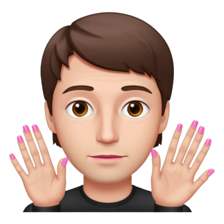 White man with short brown hair, long face, and pink nails like this 💅  sticker