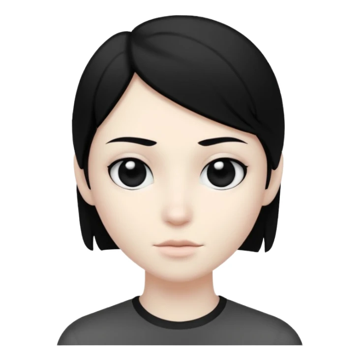 Matte black mannequin in the style of a default avatar. Monochrome with no lines. The eyes should be as matte black as the hair. sticker