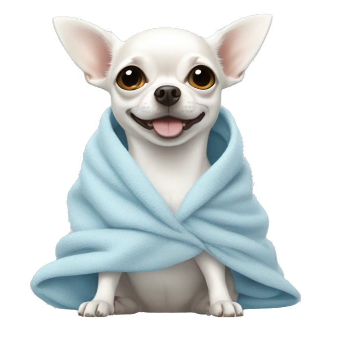 white chihuahua in a light blue blanket sticker
