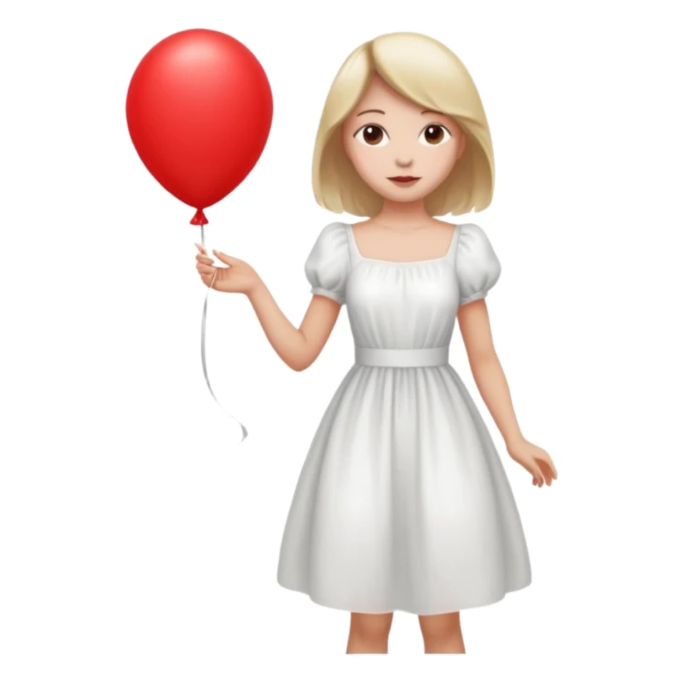 female wearing dress, holding balloon sticker