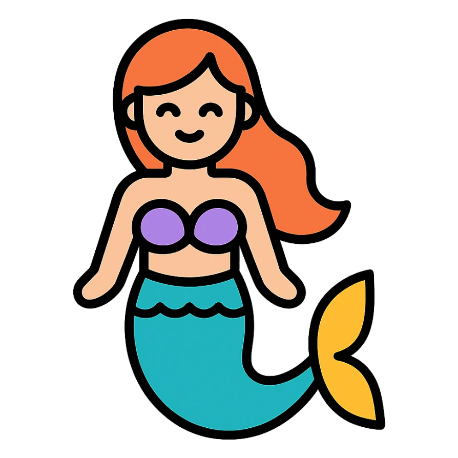 color outline icon of a mermaid sticker