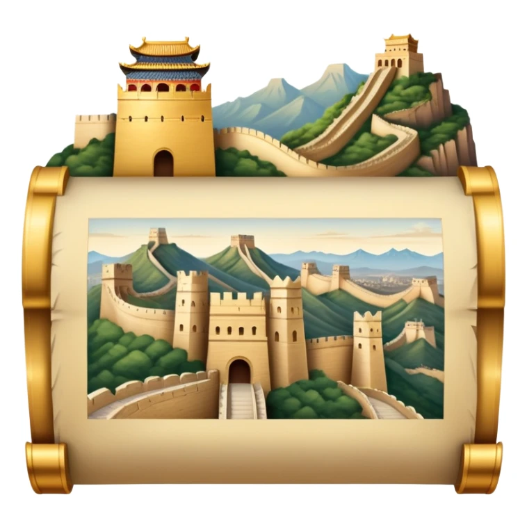 icon featuring an ancient scroll, quill pen with famous historical landmarks and monuments like the Great Wall and the Colliseum in the background. Historical figures are depicted as statues, symbolizing the study of history. Transparent background highlights the legacy of past civilizations. sticker