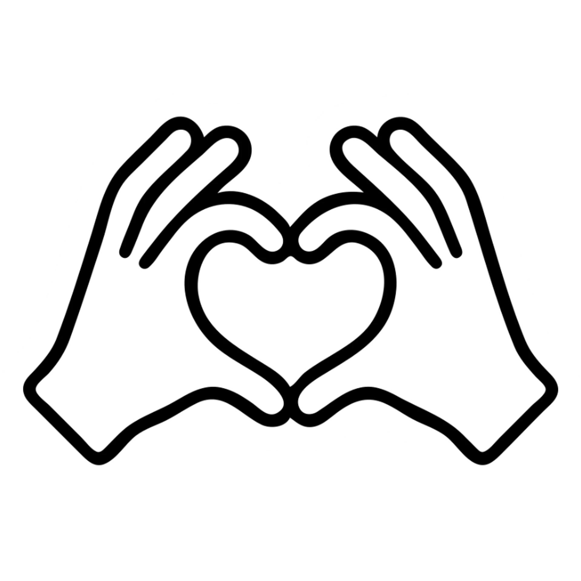 hand forming a heart shape, simple and clear lines sticker