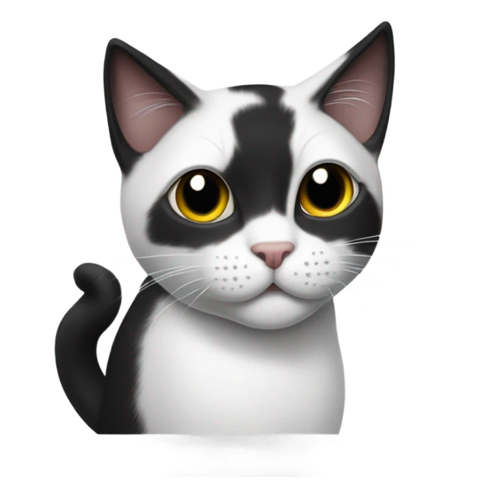 white black cat with white in the end of tail sticker