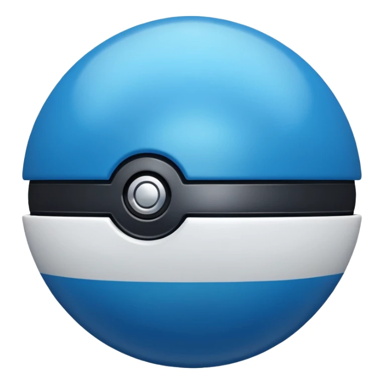 blue pokeball emoji, top half is a more saturated blue, bottom half is white, black stripe, with a metallic sheen sticker