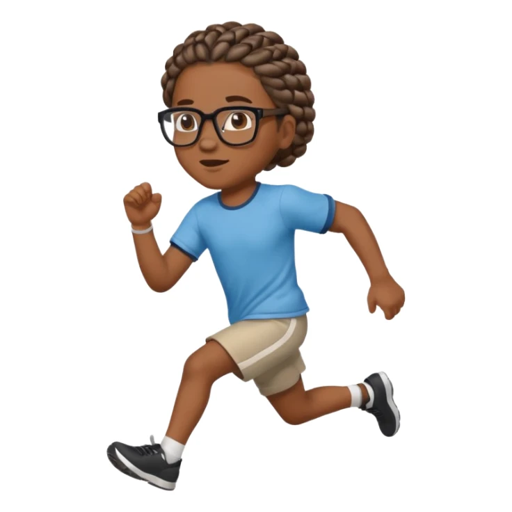 black boy with glasses and braided hair running sticker