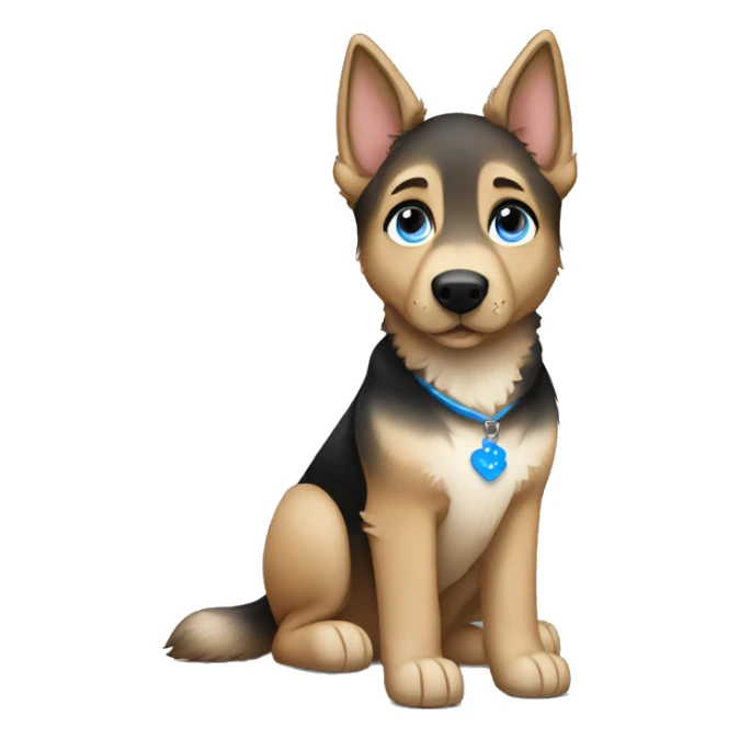 german shepherd with white brunette girl with blue eyes sticker
