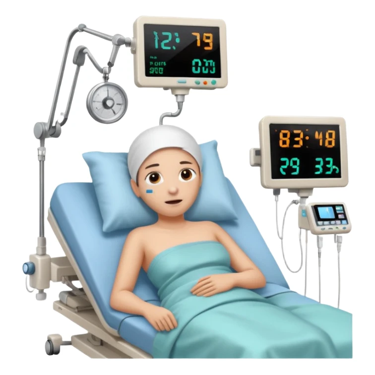 a patient waking up before a surgery, with monitors etc. A PATIENT NOT A DOCTOR sticker