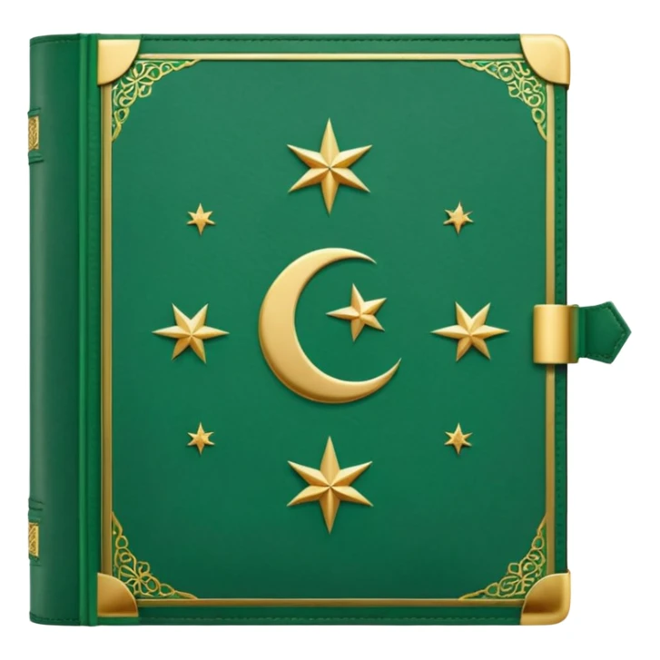 Closed Quran with the Islamic Symbol on it (moon and star) green sticker