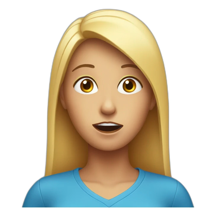 surprised woman with blue shirt sticker