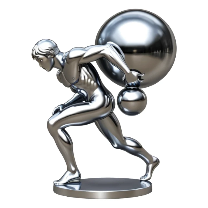 sorayama Sisyphus carrying big sphere on his back sculpture sticker