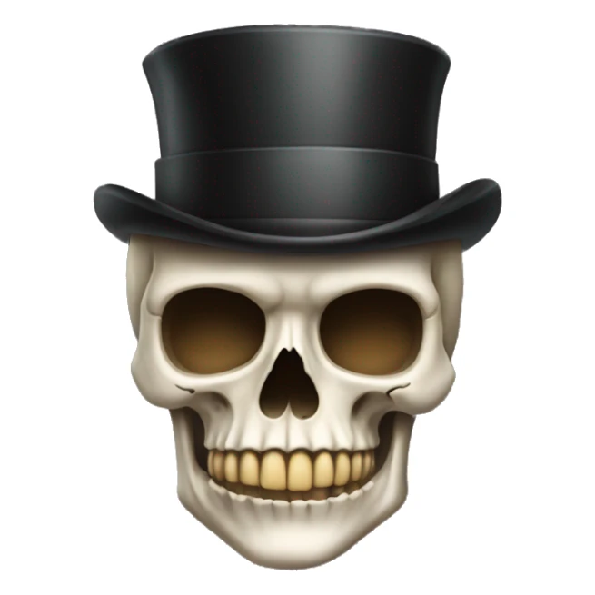 Skull emoji with a tophat and a monicle sticker