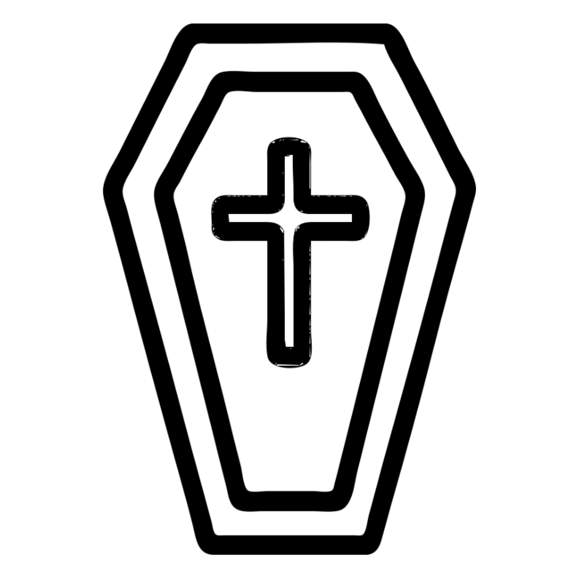 a black coffin with red accents, minimal design, graphic style sticker