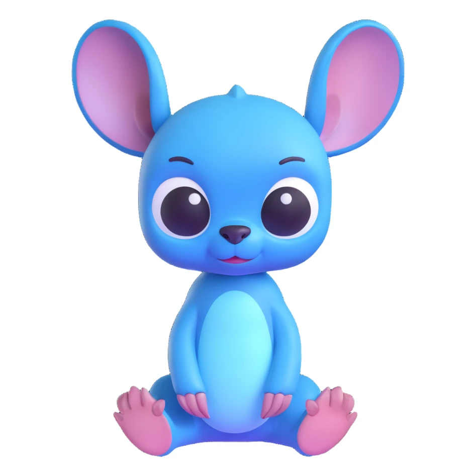 Stitch, the blue alien from Lilo & Stitch, 3D style sticker