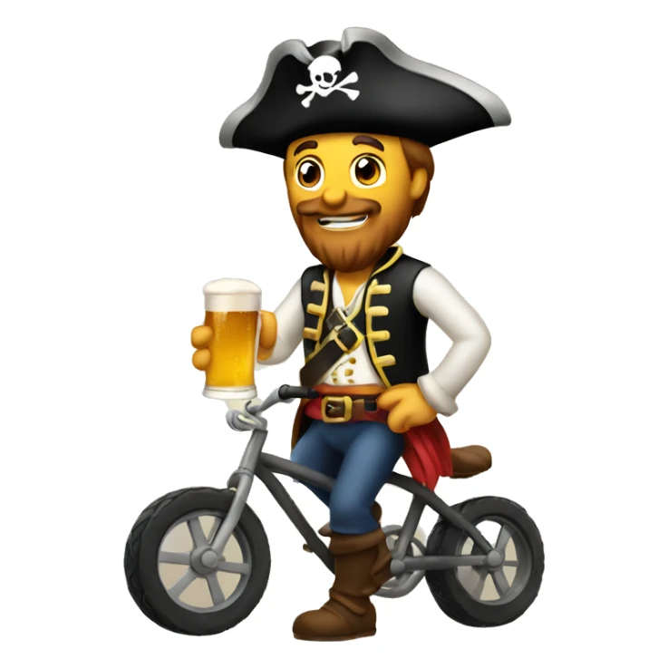 pirate with a beer in the hand on a bike sticker