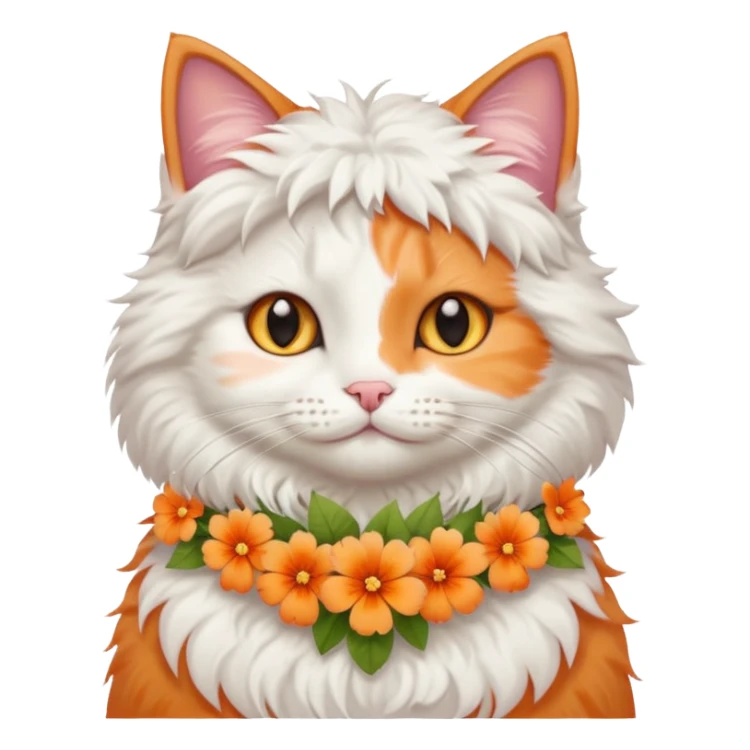 A cute cat with hawaiian pastel flower necklace, posing proudly. sticker