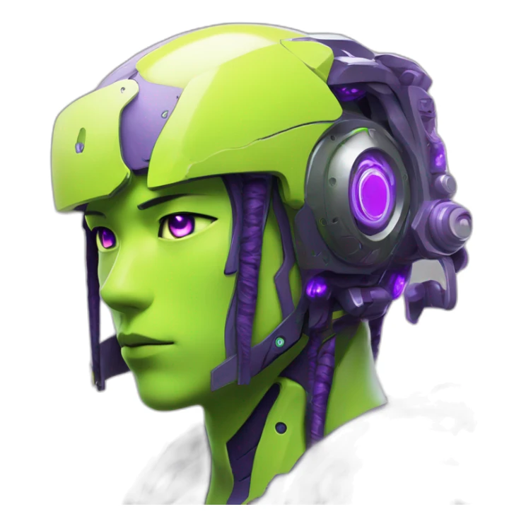 lemon-green-and-purple-neon-Robotic cyborg Sasuke sticker