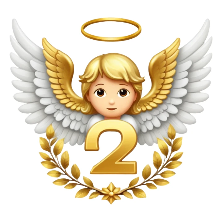 2st place award number decorated with angel golden wings  sticker