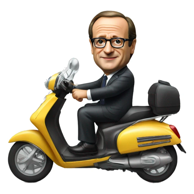 Francois Hollande on a scooter bike  sticker