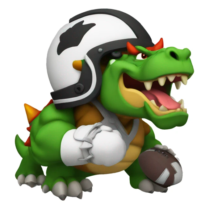 Bowser wearing a football helmet  sticker