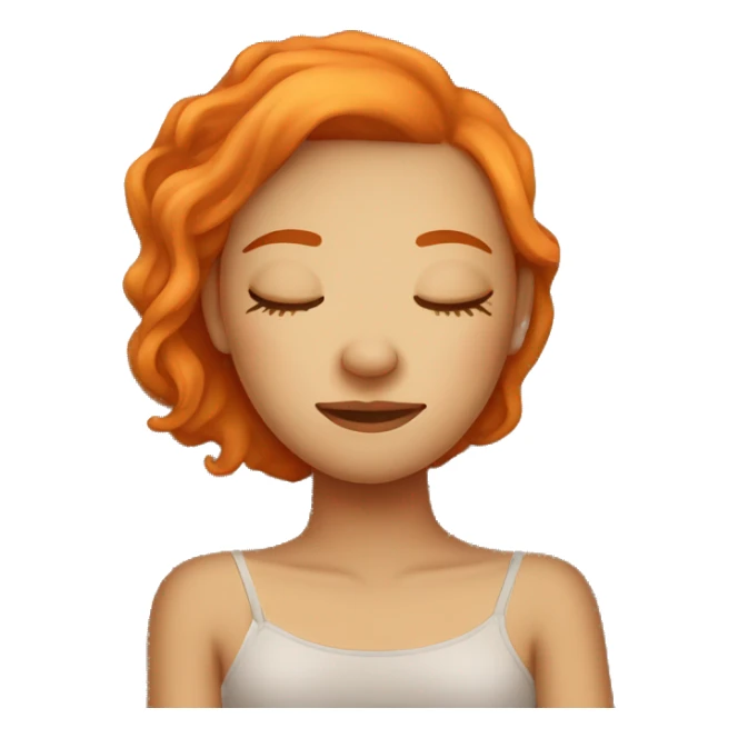 Tan girl with orange hair sleeping on pillow in bed sticker