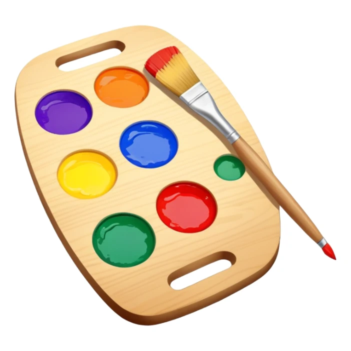 paint palette with bright colors and a brush, fun and inviting sticker