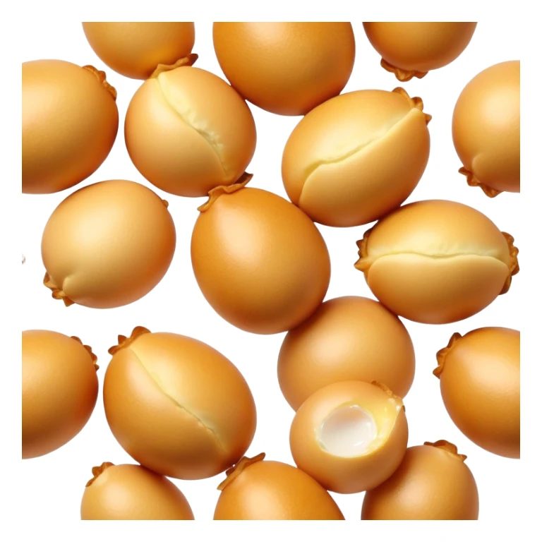 3D rendered crispy Hong Kong egg puffs (港式鸡蛋仔) with slight char marks, perfectly golden with darker spots, authentic egg-shaped bubbles, hyper-realistic texture, glossy finish sticker