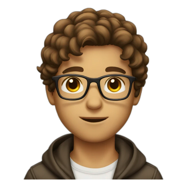 boy with glasses, hair brown, eyes brown, 30 years sticker