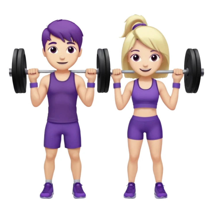 cute blonde boy smiling and lifting weights with pale girlfriend with dark purple hair sticker