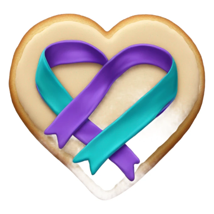 Cookie heart with teal purple awareness ribbon sticker
