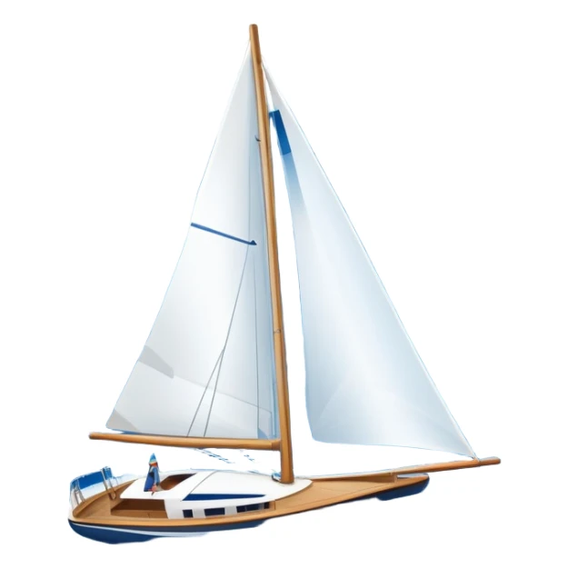 An icon featuring a sleek sailboat with billowing sails cutting through the waves. The design includes the boat's mast, a wind-filled sail, and water splashes, symbolizing the thrill and skill of sailing. Transparent background highlights the elegance and power of wind-driven sports. sticker