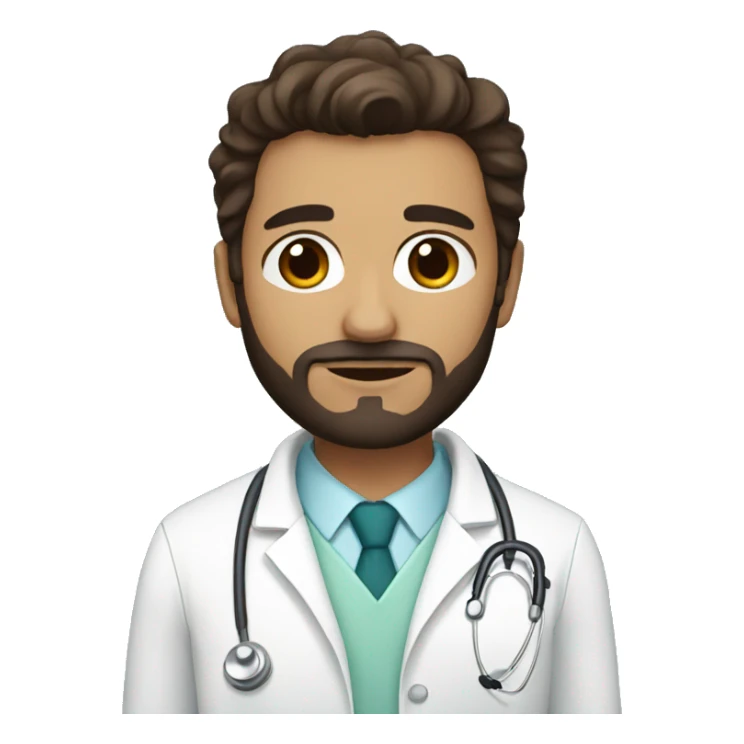 Brown doctor with dark brown hair and beard, big brown eyes sticker