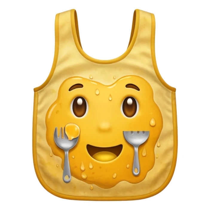 Yellow bib with food stains sticker