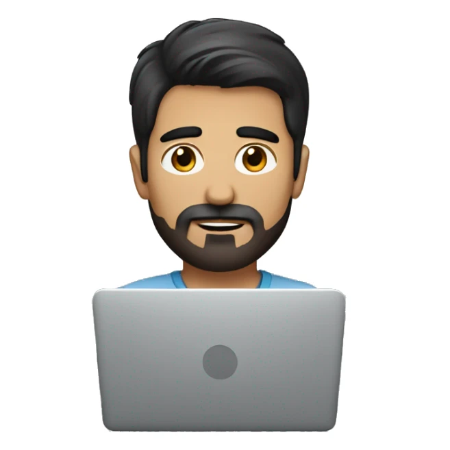dark hair dark eyes man with short mustache working on a laptop sticker