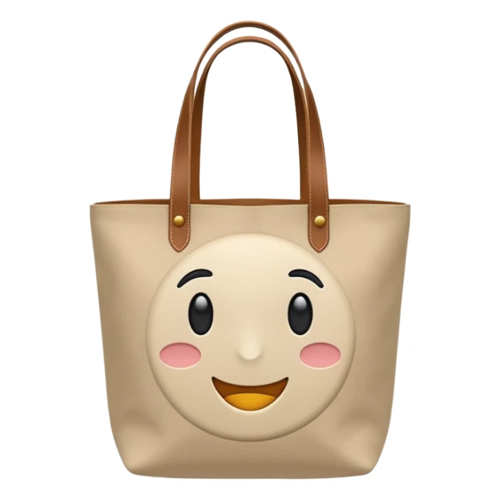 generate an ios genmoji of tote bag beige sticker