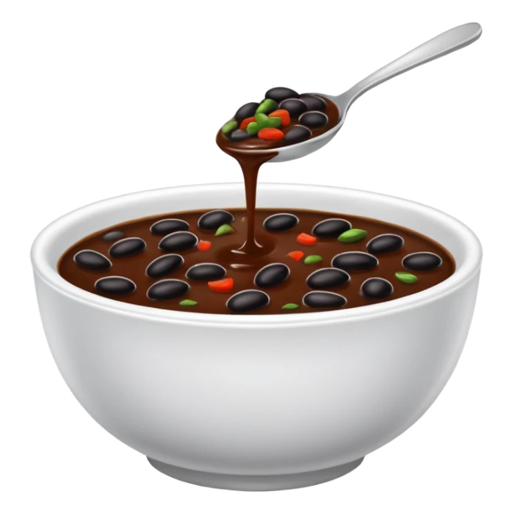 small bowl of black bean sauce, dark glossy, no spoon sticker