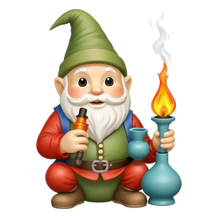 garden gnome holding a oil burner pipe sticker
