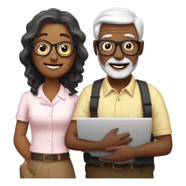 white and nerd Grandparents in Day St Valentines with laptops sticker